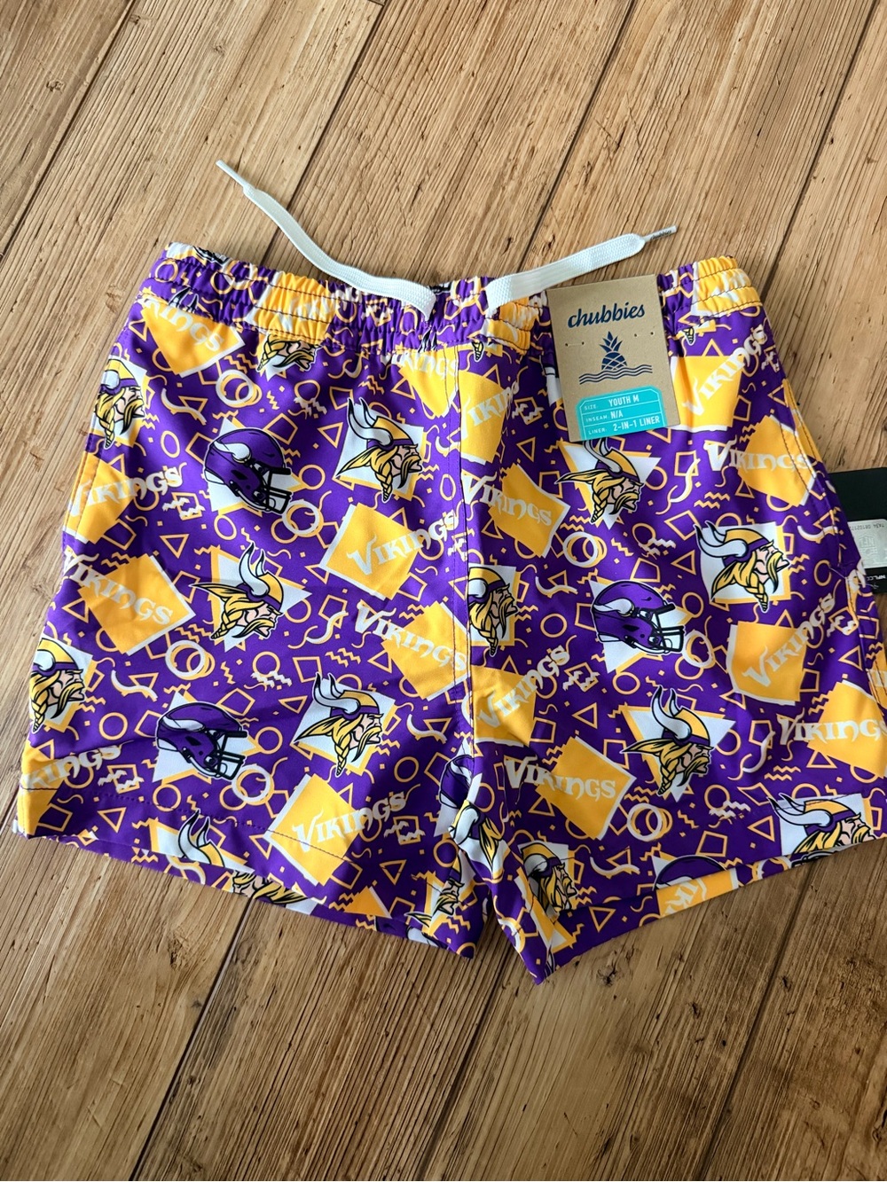 chubbies Purple and Gold Minnesota Vikings Patterned Athletic Shorts